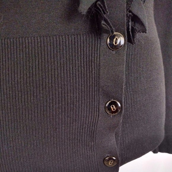 Ann Taylor Black Silk Blend Ruffled Knit Cardigan Sweater - Picture 9 of 11